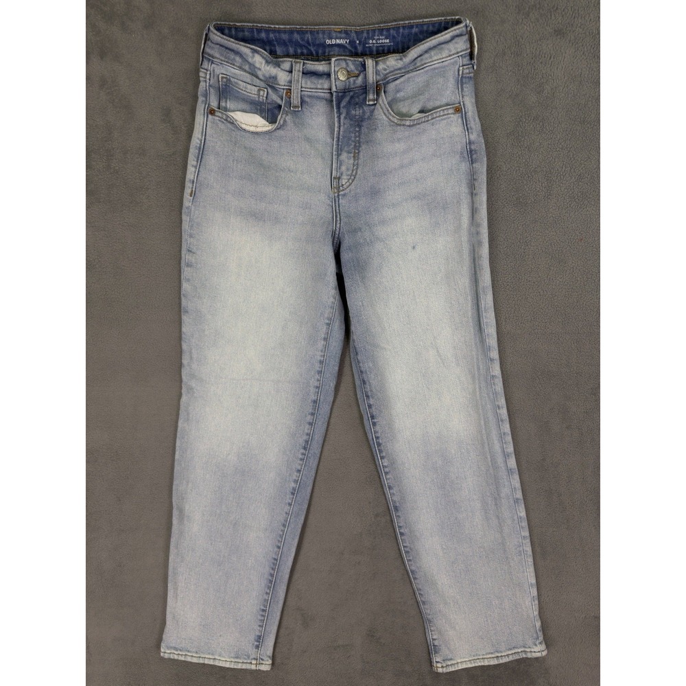 Old Navy Jeans Womens 4 Blue Light Wash High Rise OG Loose Straight Stretch